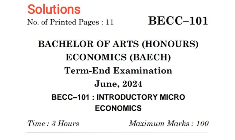 Solutions Of BECC-101 TEE Questions (June 2024)