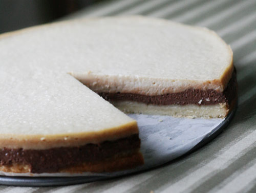 Vegan Peanut Butter Chocolate Cheesecake with a Shortbread Crust