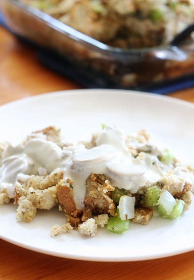 Vegan Sausage Stuffing with Mushroom Gravy